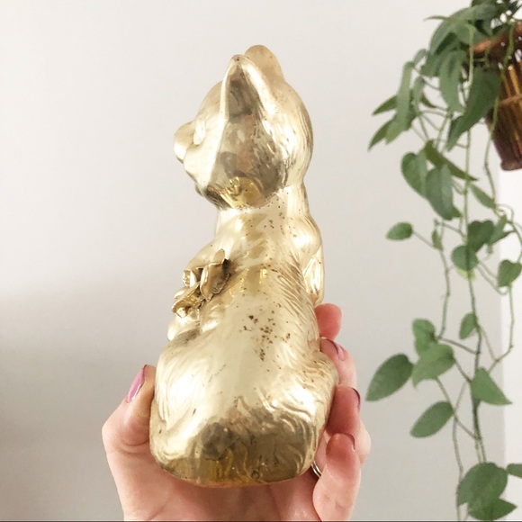 Vintage Ceramic Gold Cat Figure - Picture 3 of 5